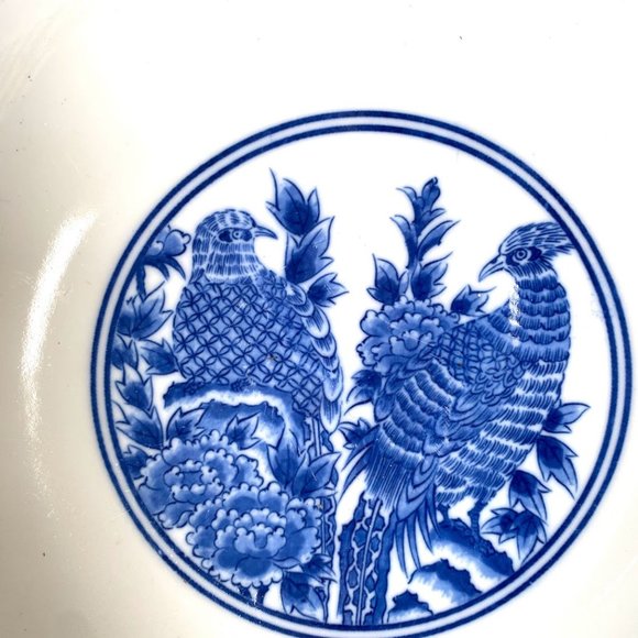 SADEK Kozan Gama Japan Centerpiece Bowl - Blue Flowers & Birds, Blue Trim - Picture 6 of 7